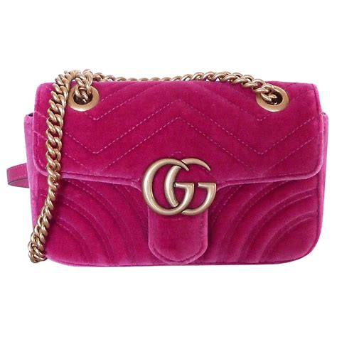 sac gucci rose velour|Sac Gucci GG Marmont en velours rose ref.292527 .